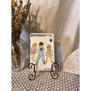Rare Vintage Ruth Scharf Butterick 4243 Toddler Jumpsuit, Dress Hat Size 2 UNCUT